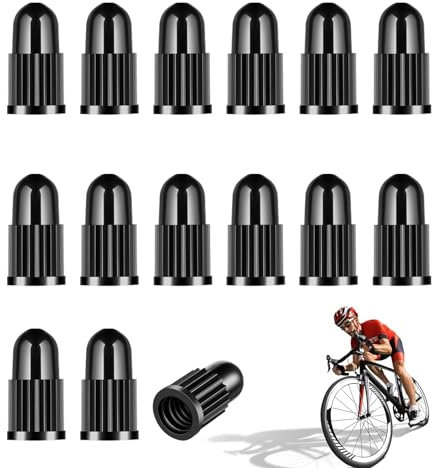 15 Stück Fahrrad-Ventilkappen aus Kunststoff, Staubschutzkappen, schwarz, französischer Stil, für Fahrradreifen, Ventilkappen, Staubschutz, für Mountainbike, Straßenrennen