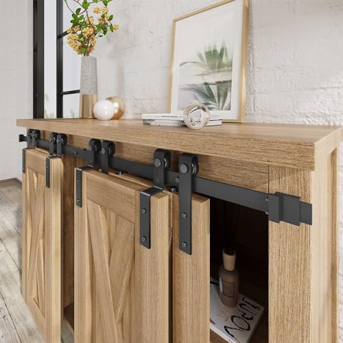 EaseLife 1,8 m Mini-Schrank-Bypass-Schiebetür-Hardware-Schienen-Set für 4 Türen, einfache Installation, reibungslos und leise, für Aufbewahrungsfenster, TV-Ständer und andere Abschirmungen (kein
