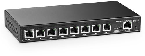 MokerLink Switch gestito PoE a 8 porte 2.5G con 1 porta 10G Ethernet Uplink, IEEE8023af/at PoE 120W, commutatore di rete fanless gestito web metallico