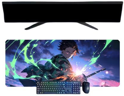 BUTKUS Demon Slayer Kamado Tanjirou Anime Tapis de Souris Gaming XXL, 800x300mm, 3mm imperméable et antidérapant Surface Texturée pour PC et Ordinateurs Portables