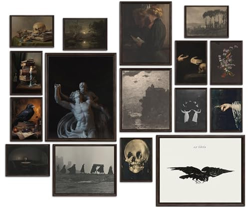 Elegend Dunkle Akademie-Dekoration, Gothic-Wanddekoration für Zimmer, Gothic-Wandkunst, Poster, Hexen-Poster für Zimmer, ästhetisch, stimmungsvolle Vintage-Wandkunst, gruselige Vintage-Poster,