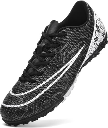 NUTTOPL Fußballschuhe Herren Anti-Rutsch-Spikes Kunstrasen Fussballschuhe Kinder Jungen Outdoor-Training Fußballschuhe Professionelle Turf Fußballschuhe Schwarz 39 EU