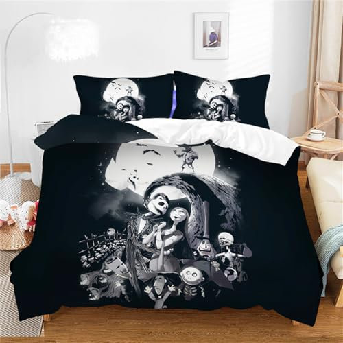 Ste-X The Nightmare Before Christmas Bettbezug-Set Enthält 2 Kissenbezüge (200x200cm,Weihnachten 01)