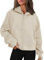 Timuspo Kapuzenjacke Damen Oversize Einfarbig 90er Sweatjacke mit Reissverschluss und Daumenlöchern Zip Up Hoodie Y2k Oberteile Beige L