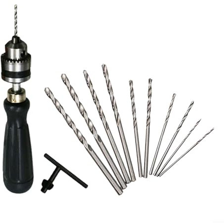 Kleine Bohrfutter-Handbohrmaschine, kompakte Größe, 0 66 mm Bohrfutter, PCB-Mikrobohrer (10 Bohrer)