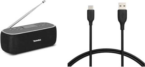 TechniSat Viola BT 1 - tragbarer Bluetooth-Lautsprecher mit DAB+ Digitalradio & Amazon Basics Schnellladekabel, USB-C auf USB-A-2.0, 480 MBit/s