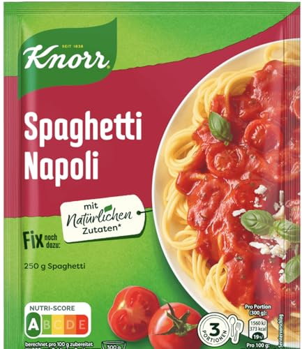 Spaghetti Napoli - Condimento tedesco per una preparazione veloce senza additivi, gusto Spaghetti Napoli - 3 porzioni - Miscela pronta in un attimo - Compatibile con Knorr Fix - 39g