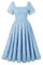 GRACEART Robe d'été Femme Encolure carrée Manches Lanterne Robe à Volants A-Line Robe décontractée