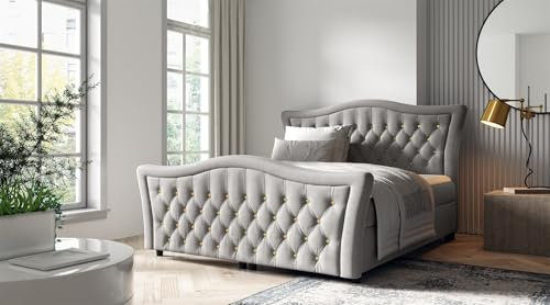 Fun Möbel Boxspringbett Schlafzimmerbett TURHAN (Hellgrau, 180x200cm)