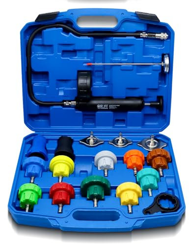 CCLIFE Radiador Probador de Presión 18pcs, Probador de Sistema de Enfriamiento, Probador Universal de Presión de Refrigerante, Sistema de Refrigeración Tester