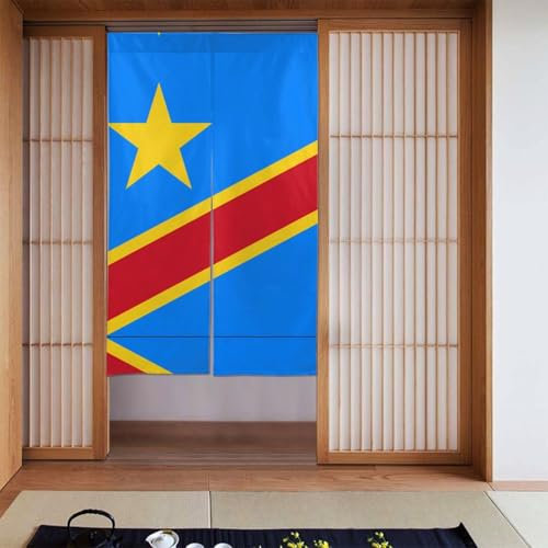 WZYWHJ Cortinas con estampado de la bandera del Congo – Separadores de habitación versátiles para el hogar, oficina, cocina, baño – Cortina elegante y funcional de 86 x 142 cm