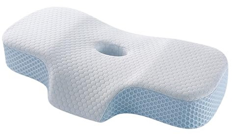 HöHeneinstellbares Memory Foam Kissen Kopfkissen, Nackenstützkissen Orthopädisches Nackenschmerzen Pillow Schlafkissen Polster Nackenkissen Pillows Sleeping Ergonomisches Bett Seitenschläfer (Blau)
