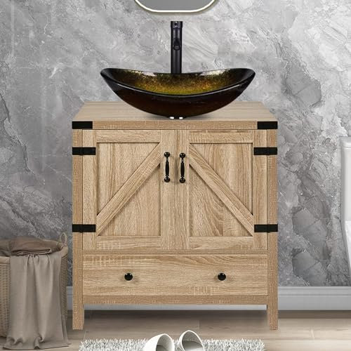 Moderno mueble de baño de 70 cm con lavabo de cristal dorado independiente para guardarropa