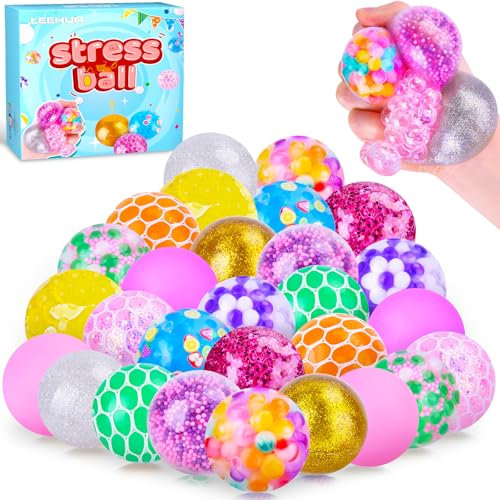 Bolas Antiestres 28 Piezas Pelota Antiestres Juguetes Sensoriales, Juguetes Antiestres Squeeze para Aliviar la Ansiedad para Niños y Adultos, Regalos Cumpleaños, Fiesta de Regalos, Premio para Clase