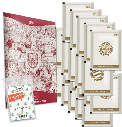 Bundle mit FC Bayern München - 125 Jahre - Sammelsticker - 1 Sammelalbum + 20 Tüten + exklusive collect-it Hüllen