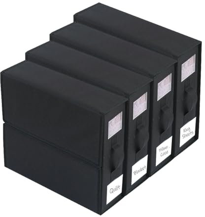 Caja Organizador Sabanas Armario De 4 Piezas Con Manijas Y Caja De Almacenamiento De Ropa De Ventana Con Tela De Oxford Con Cremallera Para Almacenar Sábanas Y Cubiertas(Size:38*11.5*32cm,Color:negro)
