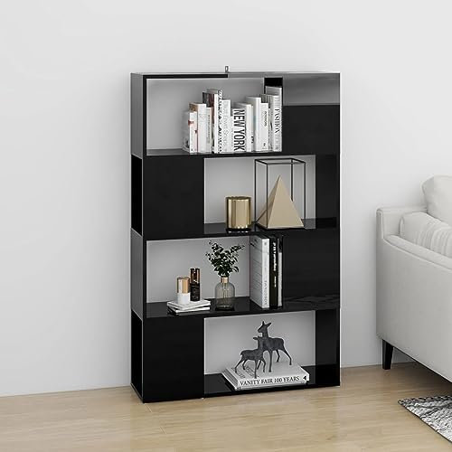 HEFZGDB Bücherregal Raumteiler Hochglanz-Schwarz 80x24x124,5 cm Küchenregal Cd Regal Regale Vitrine für Wohnbereich Schlafzimmer Arbeitszimmer Büro