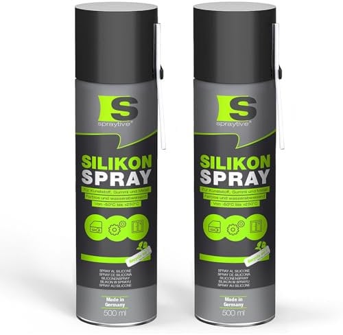 Spraytive 2 spray siliconico da 500 ml, lubrificante e spray lubrificante per auto, gomma, plastica e metallo, incolore, impermeabile, senza residui, da -50 °C a +250 °C. Made in Germany