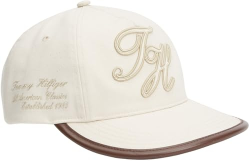 Tommy Hilfiger Herren Cap Script 5 Panel mit Schreibschrift-Logo, Elfenbein (Nautral), Einheitsgröße