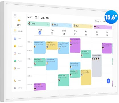 Digital Calendar, 15.6 Inch Wall Planner Electronic Calendar & Chore Chart, Smart Touchscreen Interactive Display for Family Schedules, Great for Organizing Your Routines, Wall & Desk Mountable