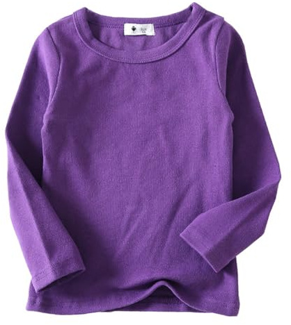 Maglietta a maniche lunghe da bambina, a maniche lunghe, unisex, a maniche lunghe, Viola scuro, 9-10 Anni