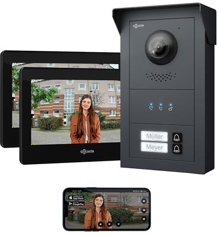 GOLIATH Basic Line Türklingel & Türsprechanlage mit Kamera für [MEHRFAMILIENHAUS] mit Smartphone App - Klingel mit Kamera & Monitor - Doorbell Camera - Video Sprech - & Gegensprechanlage mit Türöffner