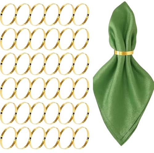 FrostyFlair Serviettenringe Gold, 20 Stück Exquisite Runde Serviettenringschnallen, Serviettenring für Familienessen, Hochzeiten & Feiertagspartys