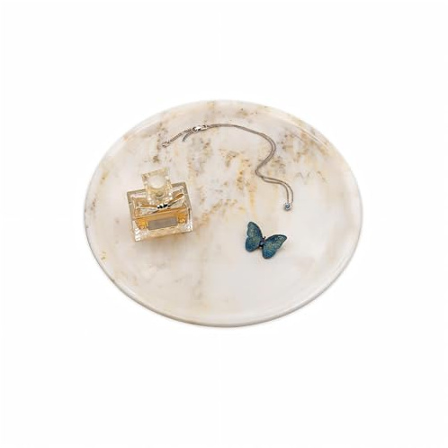Marmor Natural Calacatta Marble Tray, Luxury Vanity Tray for Bathroom Counter, Perfume Organizer, Jewelry Tray, Candle Holder Decor, Kitchen Countertop Organizer, Elegant Home Decorative Tray Gift