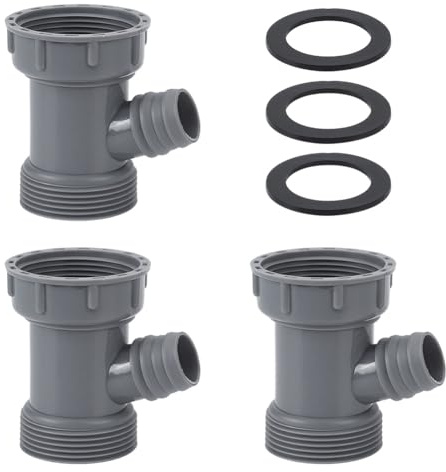NBEADS 3 Set Kitchen Sink Drain Adapter, Y-Shaped Plastic Drain Pipe Adapter 3-Way Sink Pipe Adapter with Washer for Kitchen Bathroom Garbage Disposal Tub, Gray