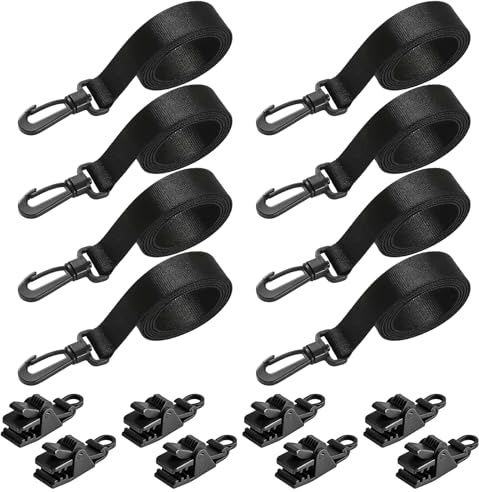 Enrouleur de piscine - Accessoires - Lot de 8 bandes de fixation et pinces - Bandes de maintien pour film solaire de piscine - Film solaire mobile pour système d'enroulement mobile - Pour bâches de