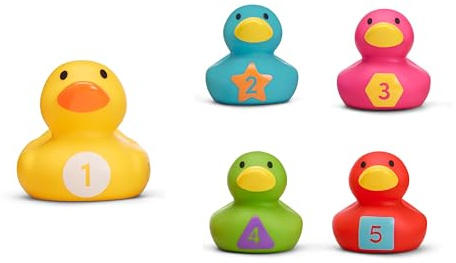 Munchkin Family of Ducks Bath Toys| Animal Themed Rubber Bath Toys |Baby Shower Toys for Children and Toddlers | Funtime | Baby Essentials| 0months+ | 5 Pack | Ducks
