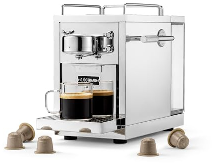 Sjöstrand The Original 2.0 Capsule Coffee Machine, Stainless Steel | Original Nespresso Compatible Pod Machine, Stainless Steel Body, Espresso or Lungo Coffee, 1.2L Tank, 19 Bar Pressure