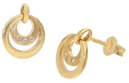 GLIZZ Damen-Ohrringe Gold 585 / 14K Diamant-Ohrstecker GL1681 | Ohrschmuck für Frauen aus 14 Karat Gold, stilvolles Geschenk
