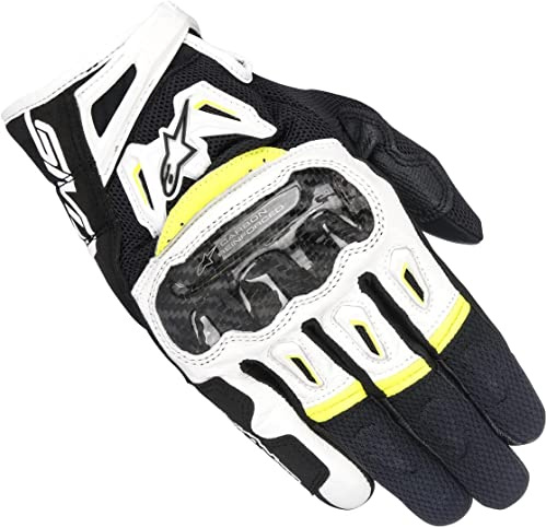 Alpinestars Motorcycle gloves Smx-2 Air Carbon V2 Glove Black White Yellow Fluo, Black/White/Yellow, S