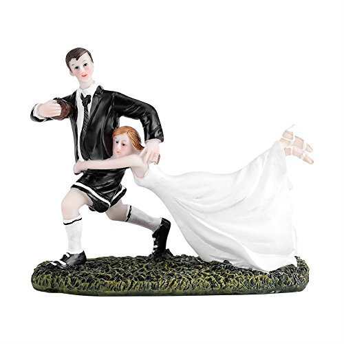 Wedding Cake Topper American Football Love Match Dancing Bride Groom Rugby Couple Resin Figurine Wedding Favor and Decoration Collectibles