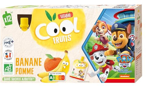 Vitabio Cool Fruits - Gourdes La Pat' Patrouille Banane Pomme - 12 x 90 g - BIO