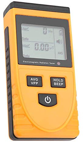 Strahlungsdetektor LCD Strahlenmessgerät Digitales Geigerzähler EMF Messgerät Strahlungstester Elektromagnetischer Feldtester mit Ton- und Lichtalarm (Gelb)