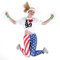 NET TOYS Stylische Amerika Leggings für Damen - L/XL (44-50) - Aufregende Frauen-Pants Jeggings Stretch-Hose Stars & Stripes - Perfekt angezogen für Mottoparty & Karneval