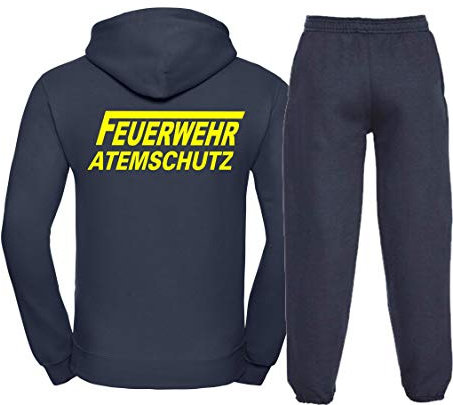 Kapuzen-Jogginganzug Navy, Feuerwehr ATEMSCHUTZ langes F Neongelb XL