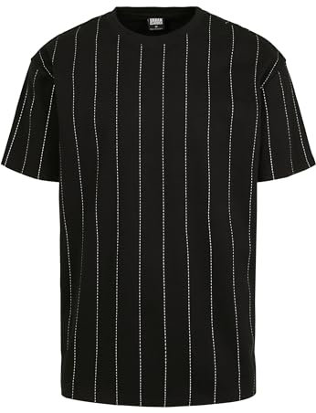 Urban Classics Herren T-Shirt Oversized Pinstripe Tee T-Shirt, Black, L