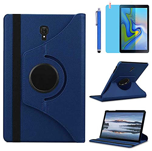 Hülle für Samsung Galaxy Tab A 10.5'' 2018 (SM-T590 T595 T597), 360 Grad drehbarer Ständer Smart Schutzhülle,Mit Stylus Pen,Bildschirm Film (Deep Blue)