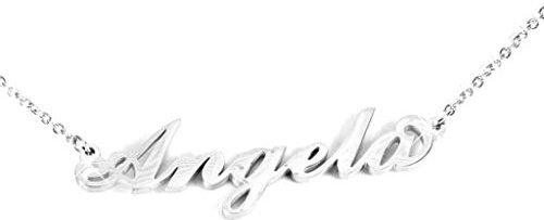 Flowers Collana con Il Tuo Nome in Acciaio lucidissimo, Stile Carrie Bradshaw dal Cult Sex & The City per Essere Sempre al Top. Idea Regalo (Angela)