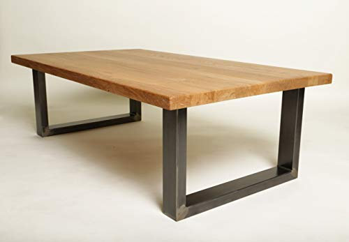 BestLoft® Couchtisch Detroit Beistelltisch Sofatisch Massive Eiche Wohnzimmertisch (Eiche Hell Natur + Gestell Tansparent Matt)