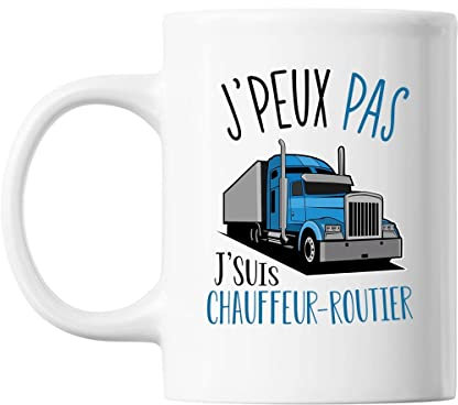 Planetee Mug Chauffeur-routier j'peux pas Blanc
