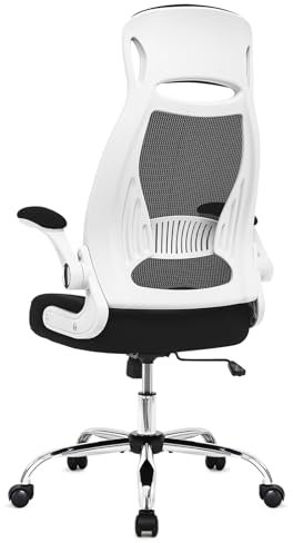 IntimaTe WM Heart Chaise de Bureau, Fauteuil de Bureau Ergonomique, Confortable, en Maille avec Accoudoirs Pliables, Hauteur Réglable, Soutien Lombaire, 64 x 64 x 127.5 cm (Blanc)