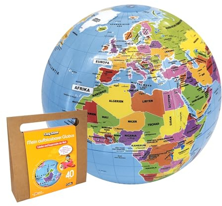 ORBIT Globes & Maps Wasserball Globus Ø 40 cm deutsch politisch | Aufblasbarer Wasserball mit politischem Kartenbild in deutscher Sprache – ideal für Garten, Pool, Strand und Urlaub