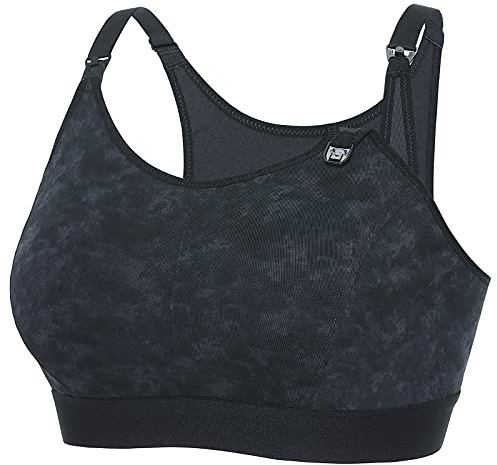 Gratlin Women's Nursing Bras Maternity Plus Size Breastfeeding Cotton Sleep Nursing Sports Bra Smoke Fills The Air (Dark Grey) S