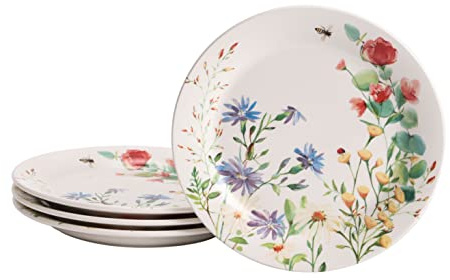 Bico Summer Provence Salad Plates Set of 4, 8.75 Inch Ceramic Dessert Plates for Salad, Appetizer, Side Dishes, Microwave and Dishwasher Safe, Gift for Housewarming and Thanksgiving