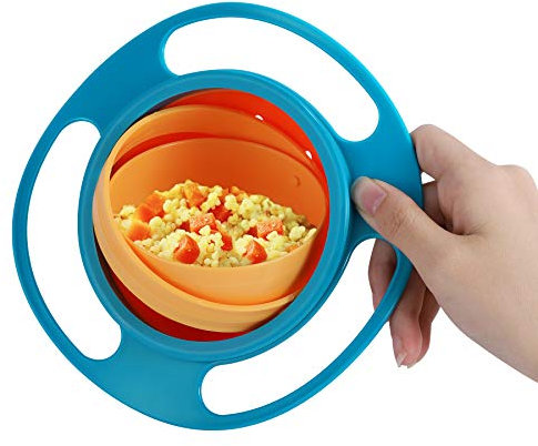 Bol gyroscopique universel anti-déversement lisse à 360 degrés pour salle à manger, divertissement, bols pour tout-petits, bol gyroscopique anti-déversement, rotation à 360 degrés pour bébés et