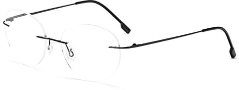 KoKoBin Round Randlos Lesebrille super Light Titanlegierung Lesehilfe für Damen und Herren (Schwarz, 2.5, diopters)